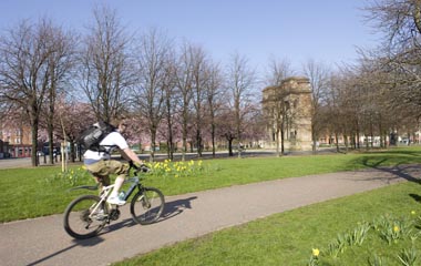 Cycling at Glasgow Green